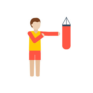 运动健身卡通拳击矢量图