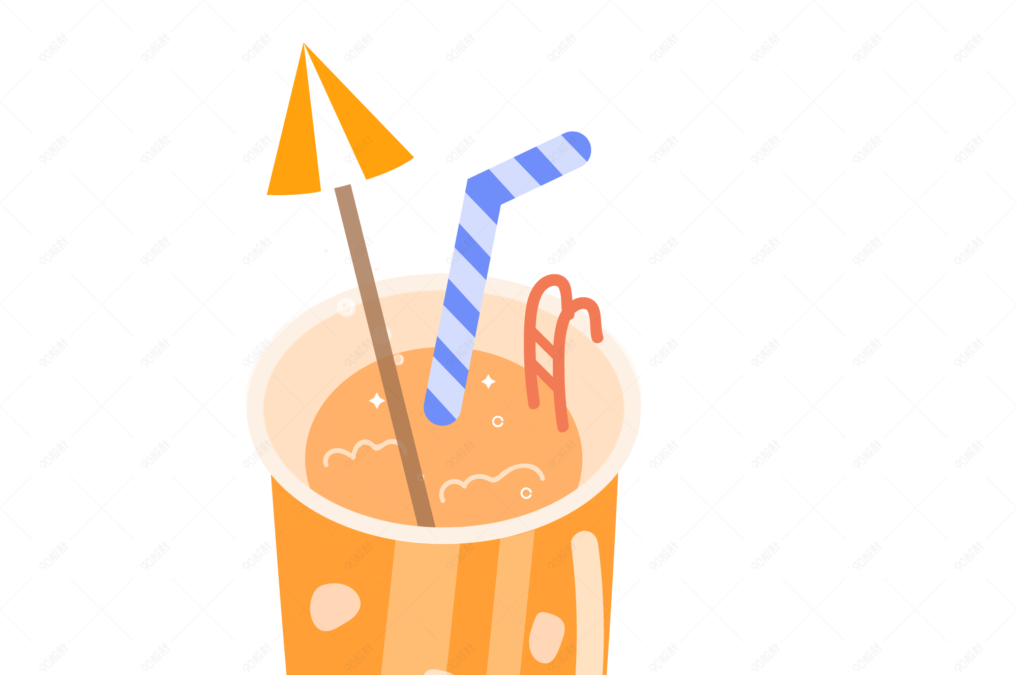 创意夏天小清新橘子味汽水橘子泳池