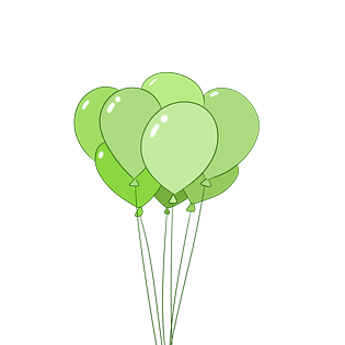 手绘卡通绿色情人节气球
