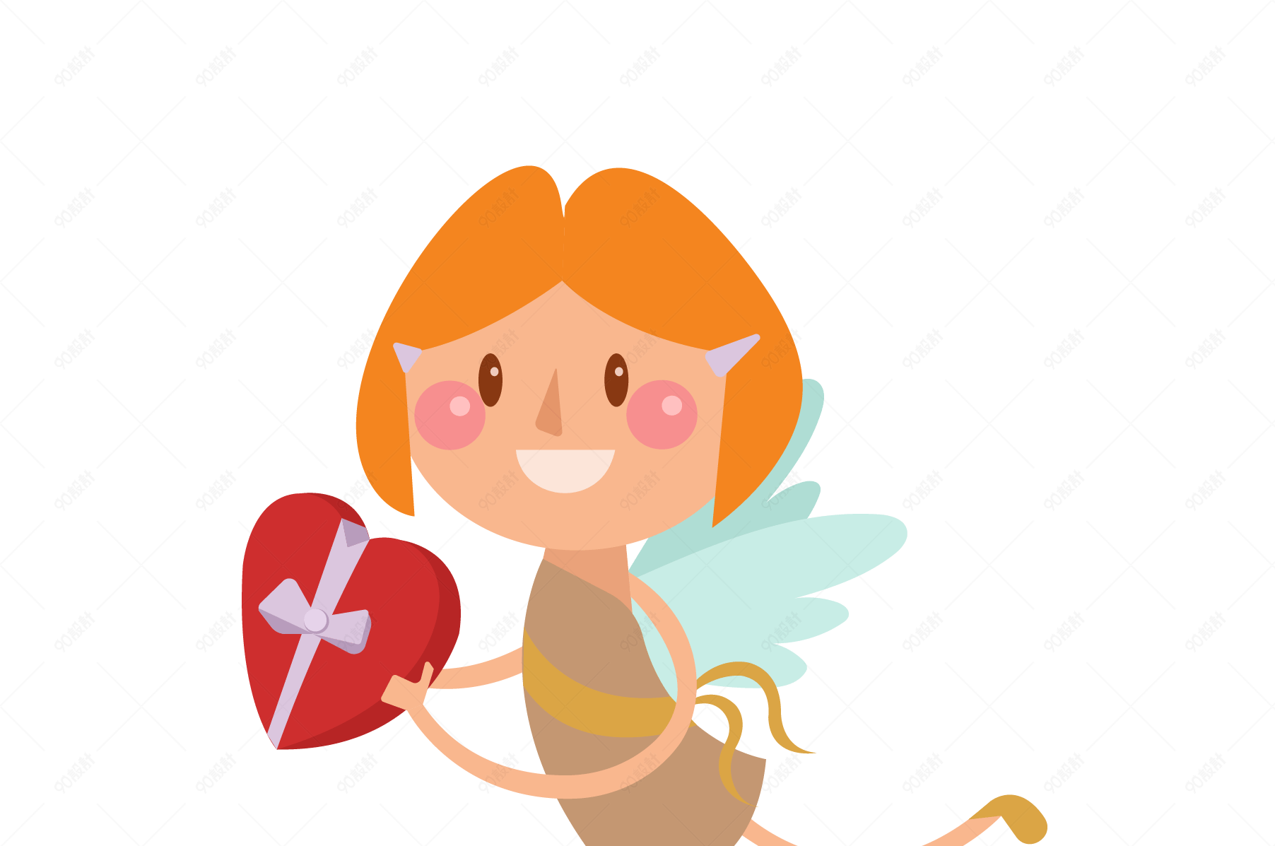 相片情人节卡通丘比特矢量图