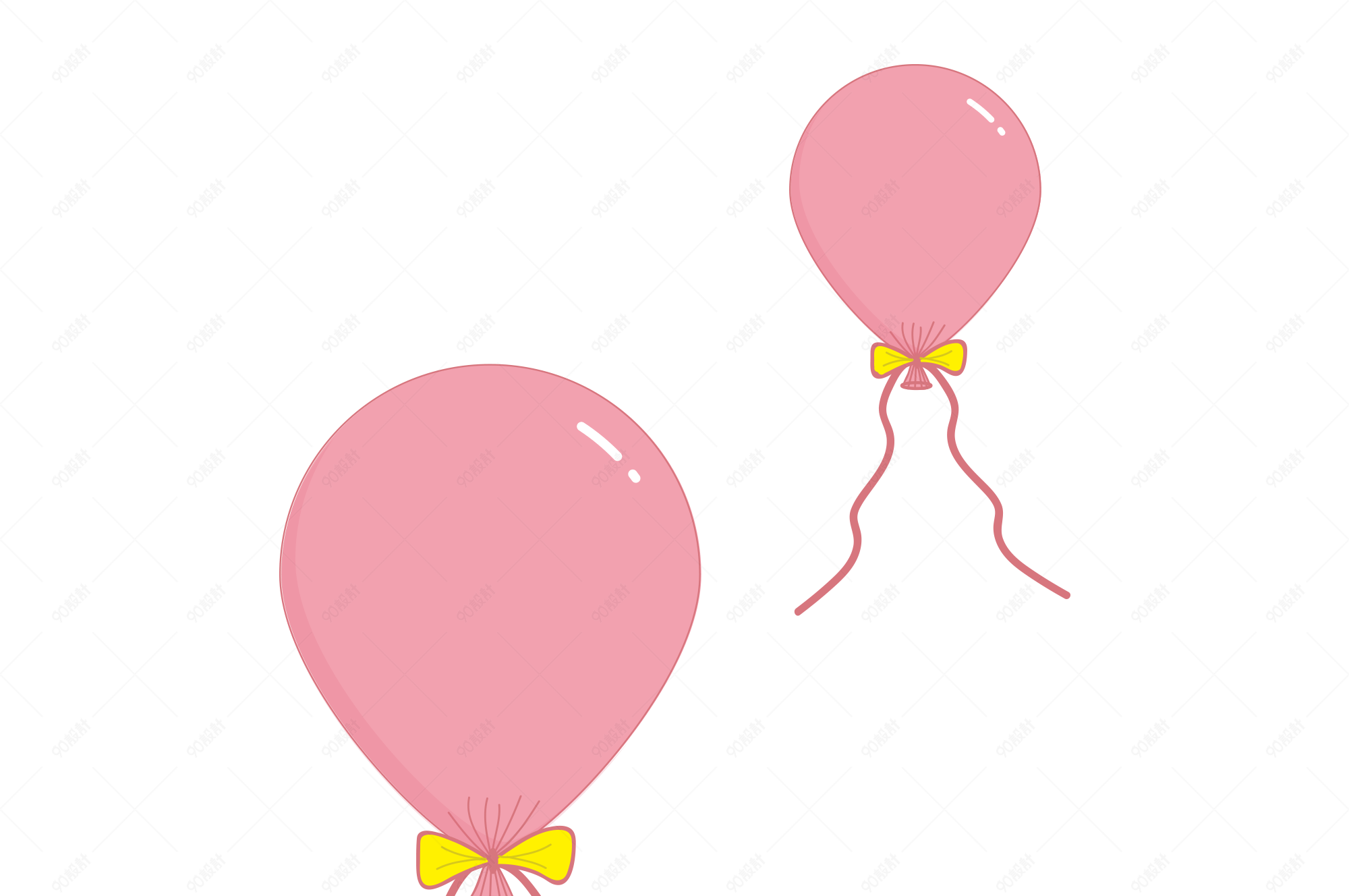 七夕节粉色气球卡通小清新插画