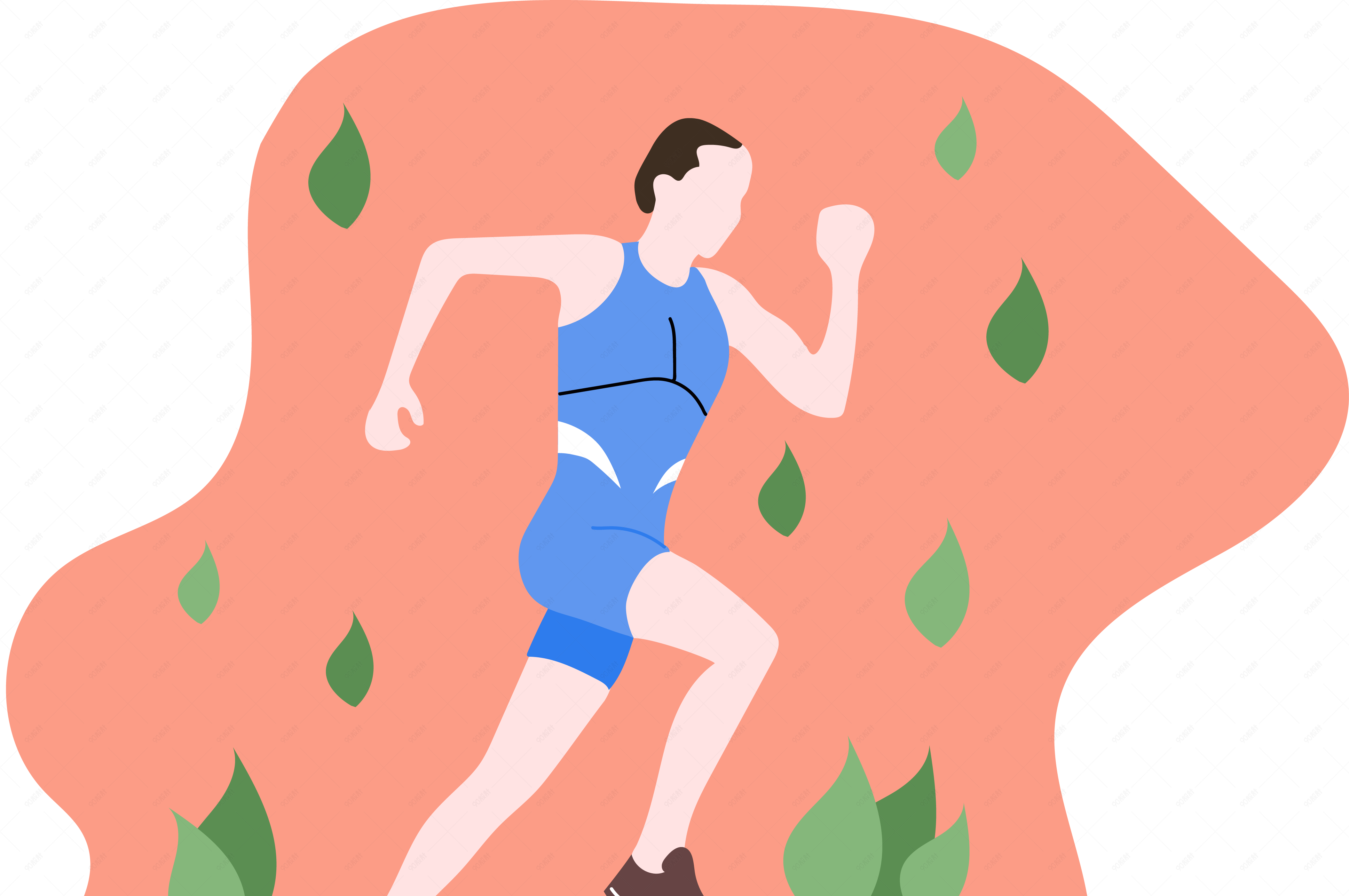 可爱扁平化健身跑步图案【免抠元素png】-90设计网