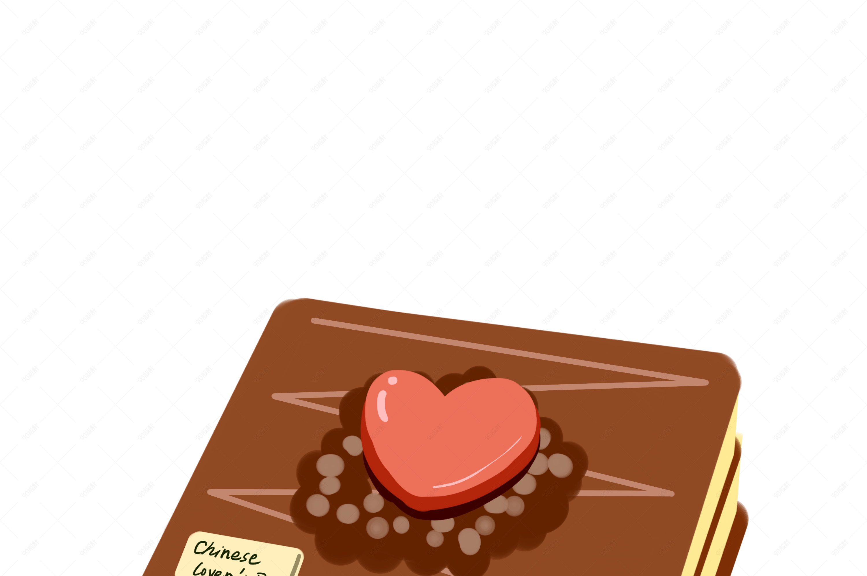 七夕情人节美食夹心巧克力蛋糕插画