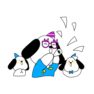 手绘插画创意小清新的开心热闹垂耳狗