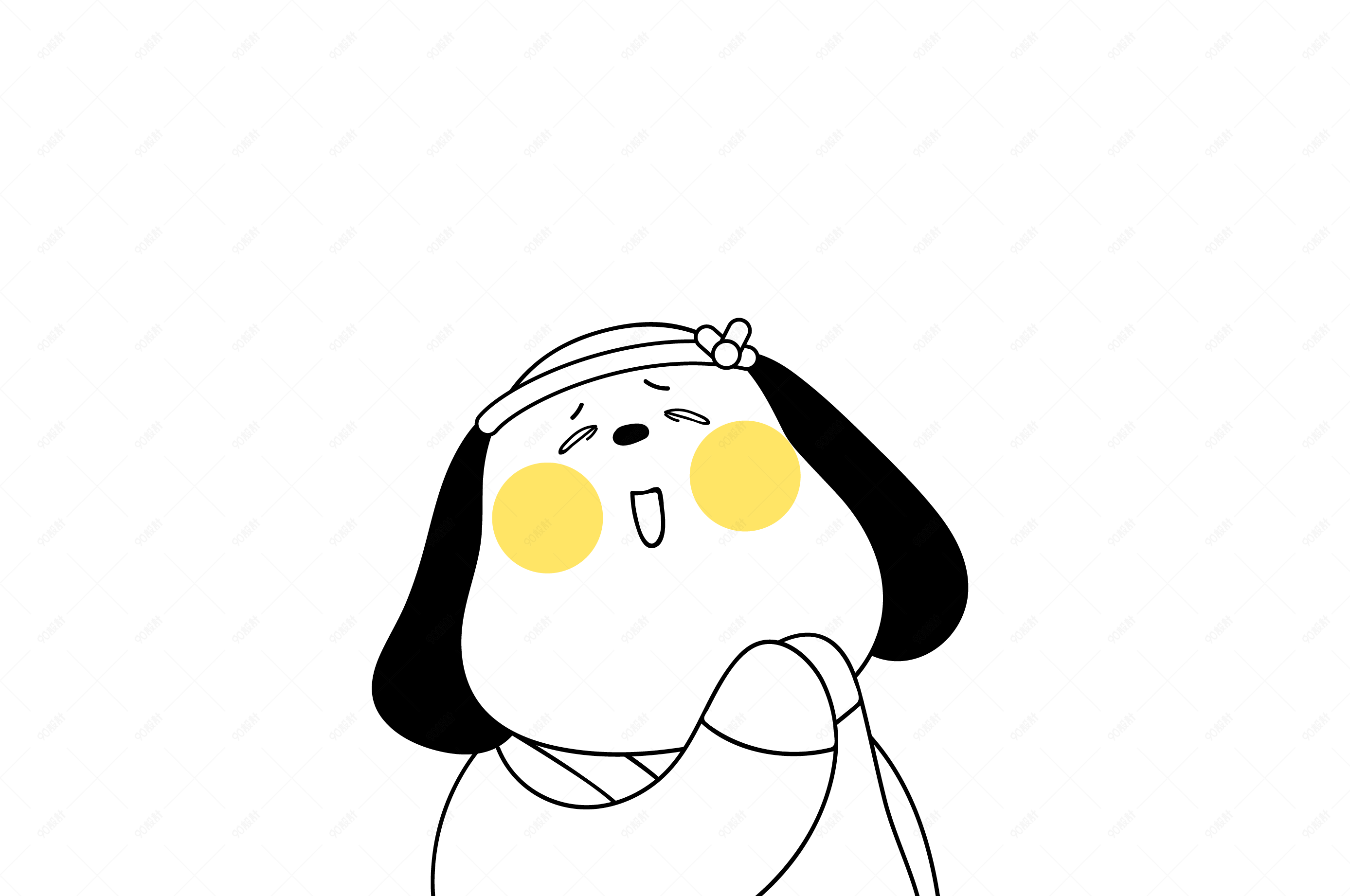 手绘插画创意小清新的垂耳狗