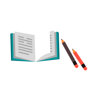 打开的书本和笔png