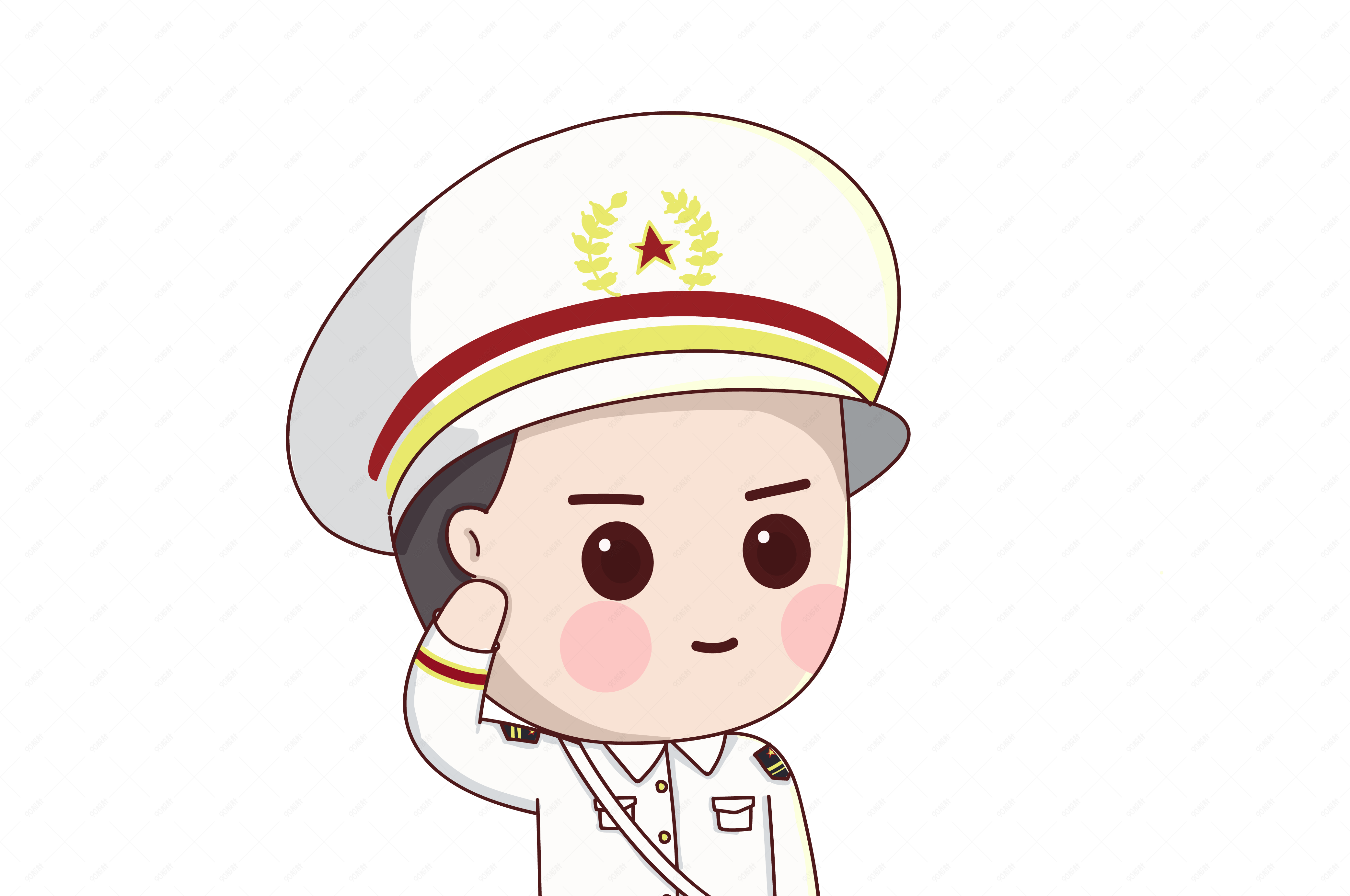 建军节敬礼卡通军人【免抠元素PNG】-90设计网