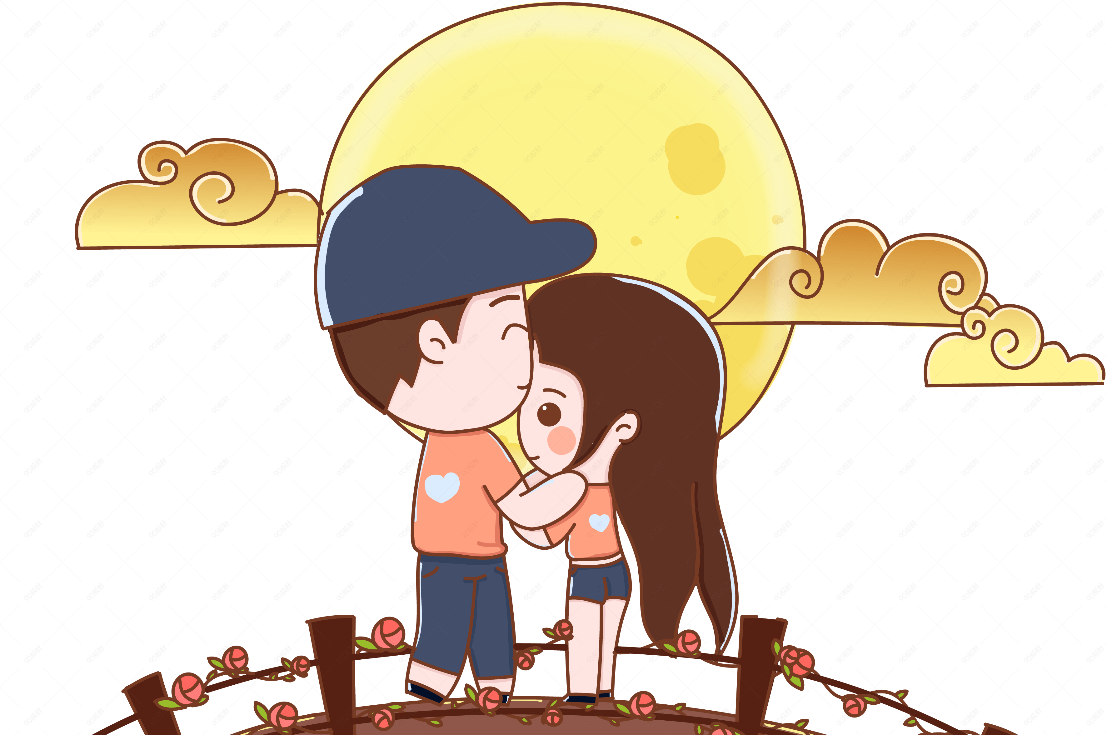 七夕卡通约会情侣