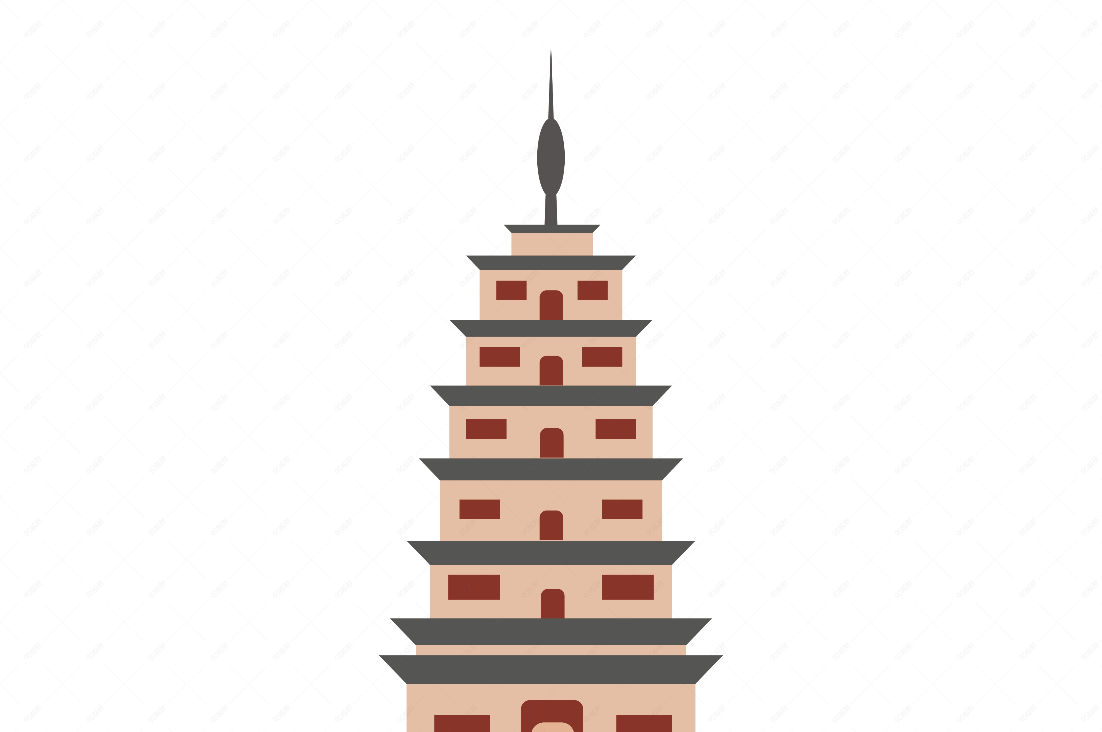 扁平佛塔png图片【免抠元素png】-90设计网