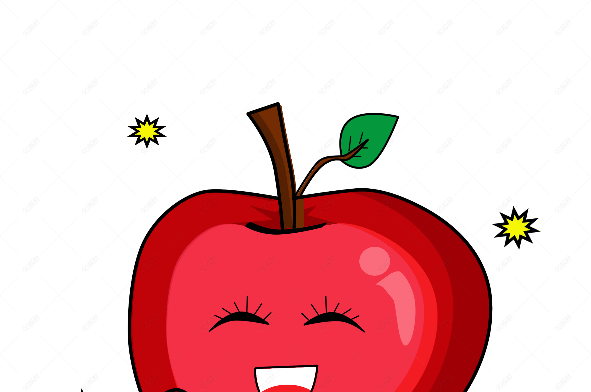 卡通可爱呐喊的红苹果