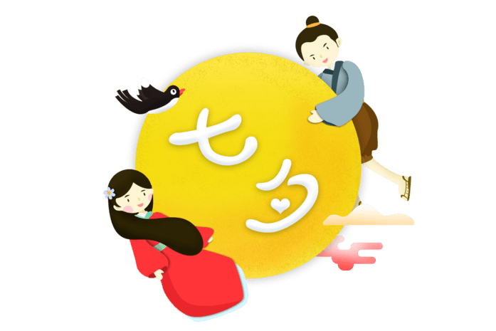 七夕男女卡通图案