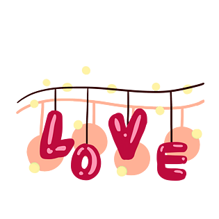 情人节love卡通手绘插画