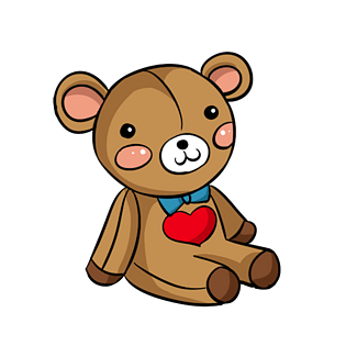 卡通手绘可爱小熊布偶