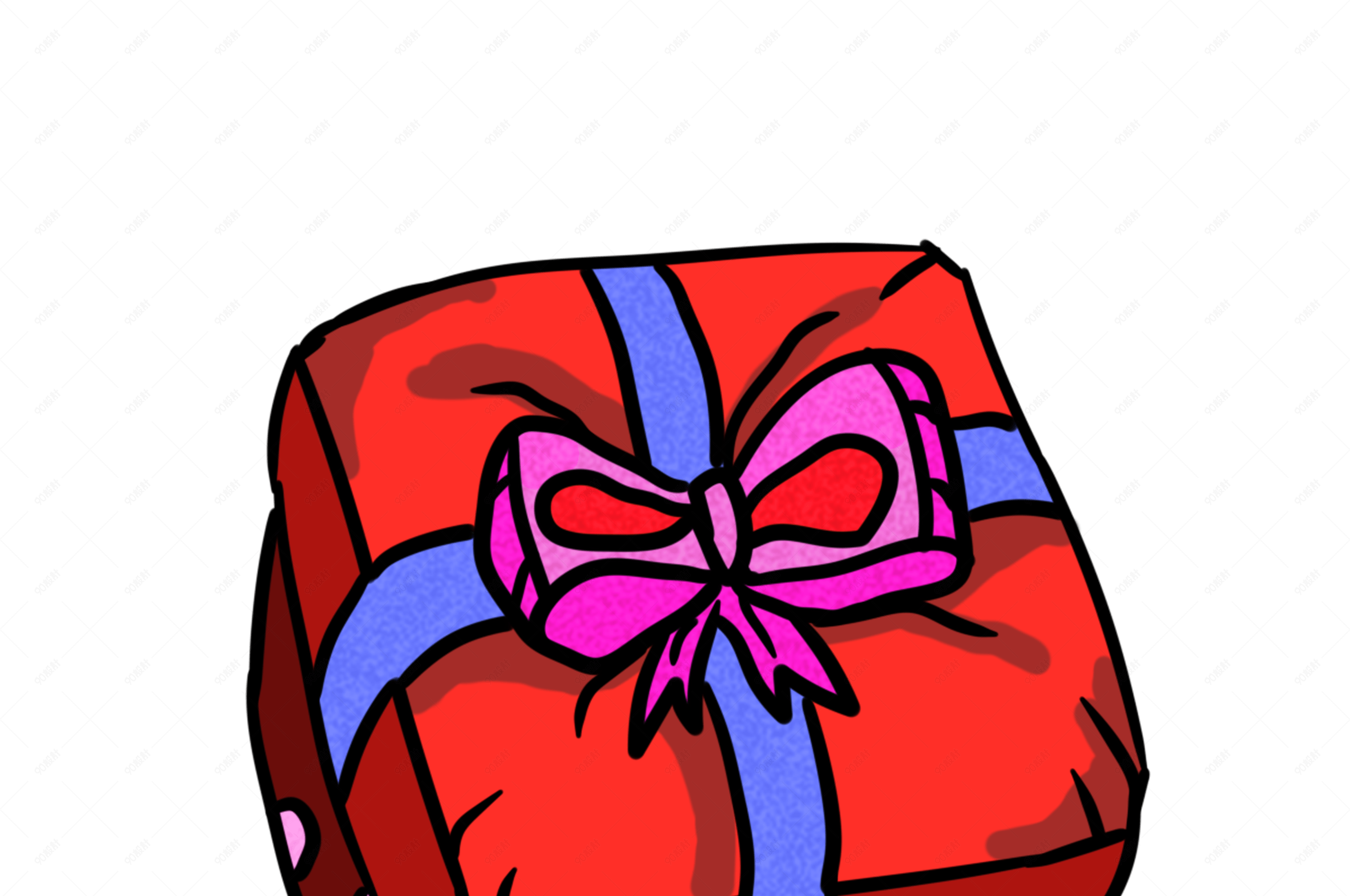 手绘红色礼物盒插画【免抠元素png】-90设计网