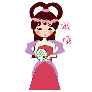 卡通手绘中秋嫦娥哦哦表情包元素pngpsd2000*2000中秋节手绘仙女插画