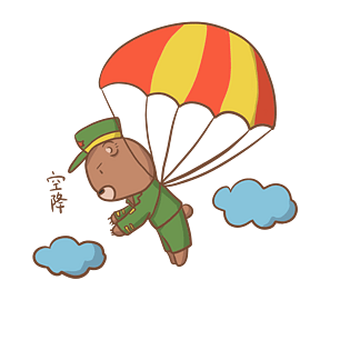 穿军装小熊空降表情包插画