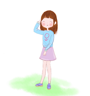 害羞小女生路边等待素材