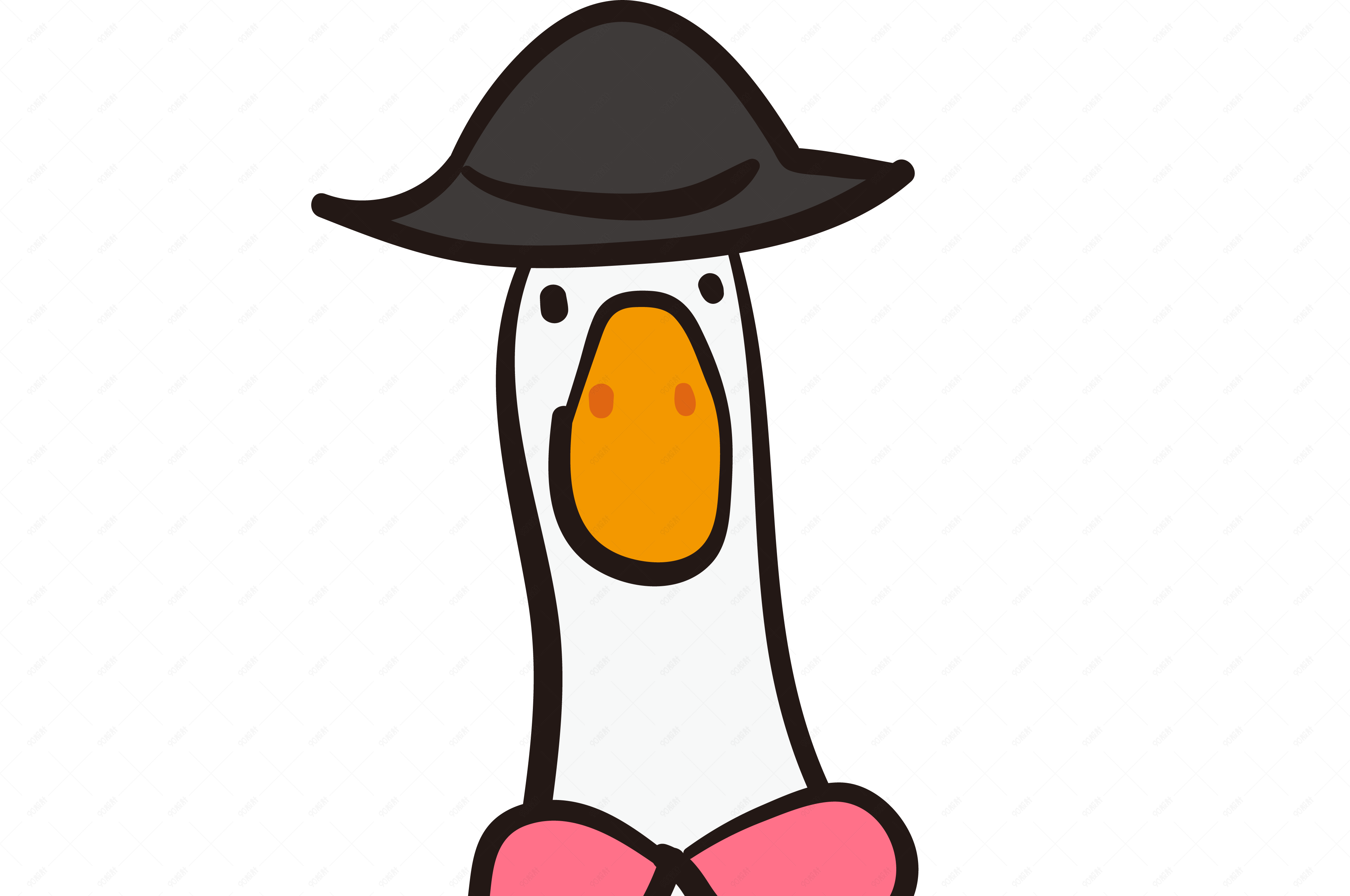 卡通手绘戴帽子的绅士鸭