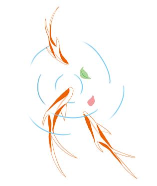 古风锦鲤水中嬉戏png素材