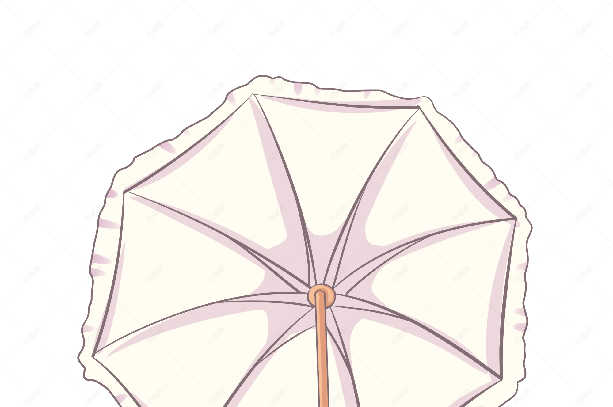 手绘夏日浅色遮阳伞插画