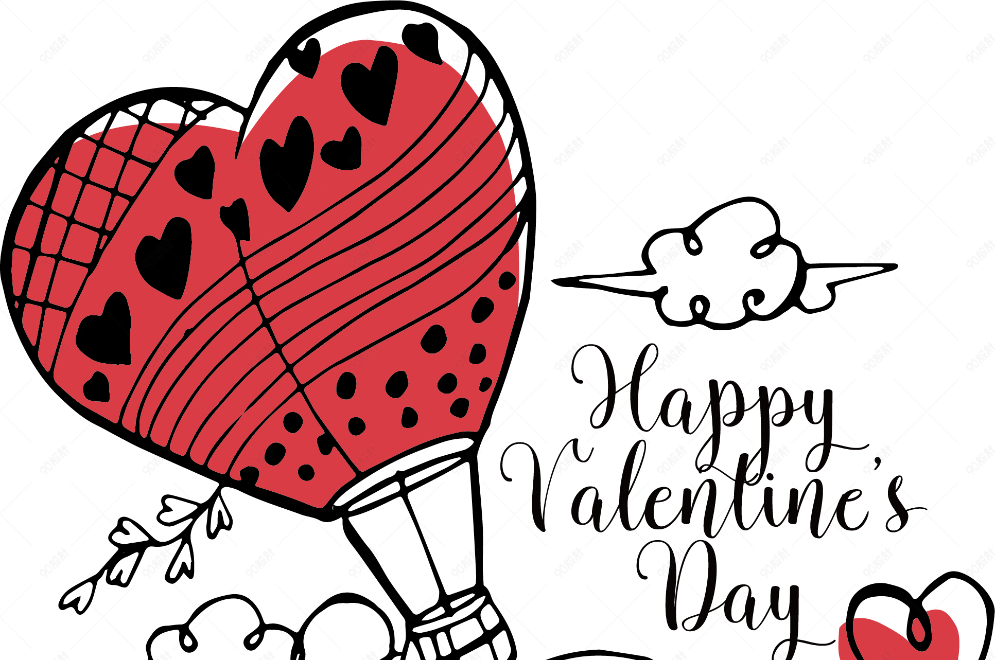 矢量清新情人节快乐手绘免抠标签