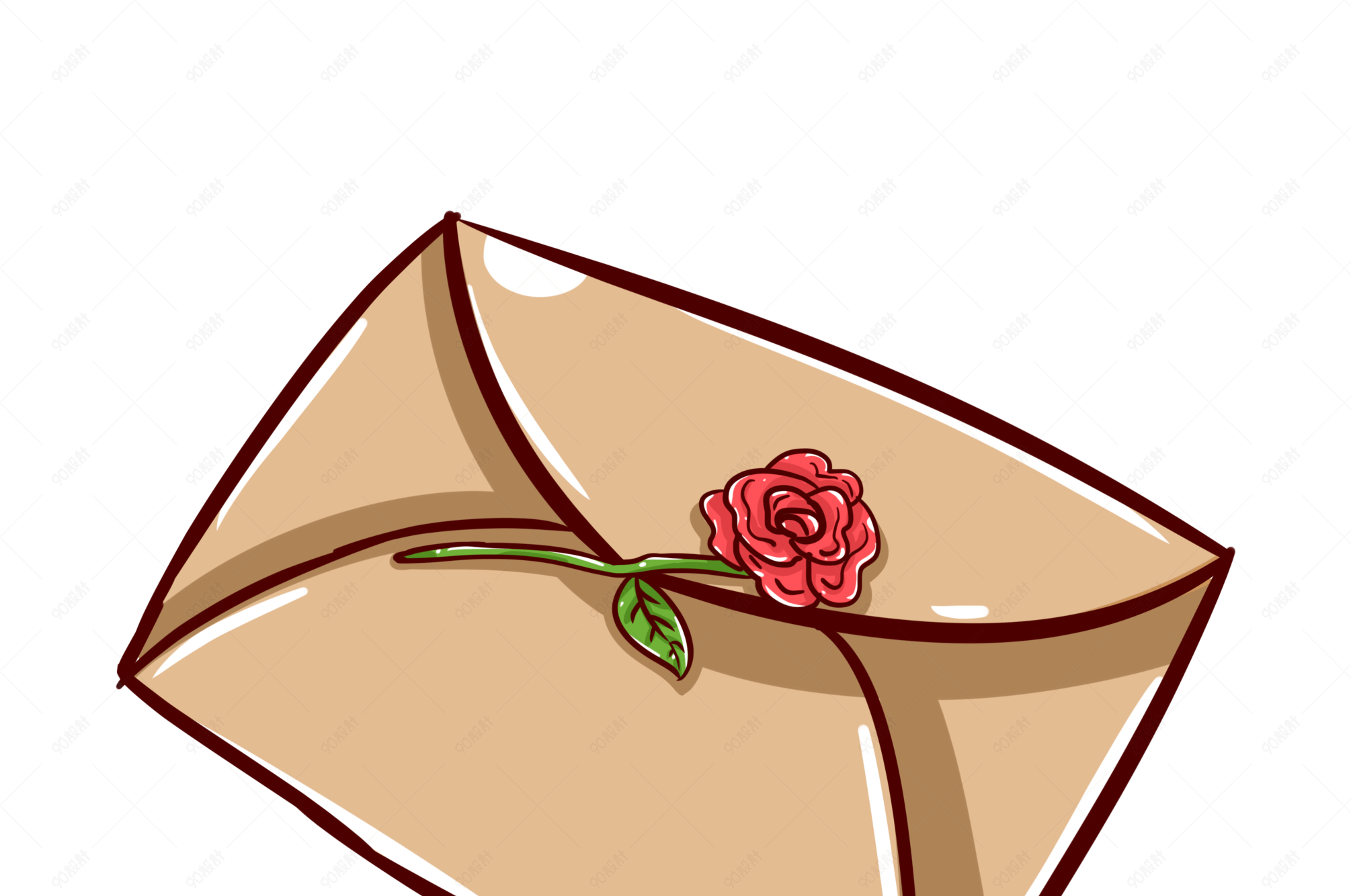 七夕节情人节手绘卡通玫瑰信件免费下载