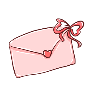 手绘粉色爱心信封丝带免费下载