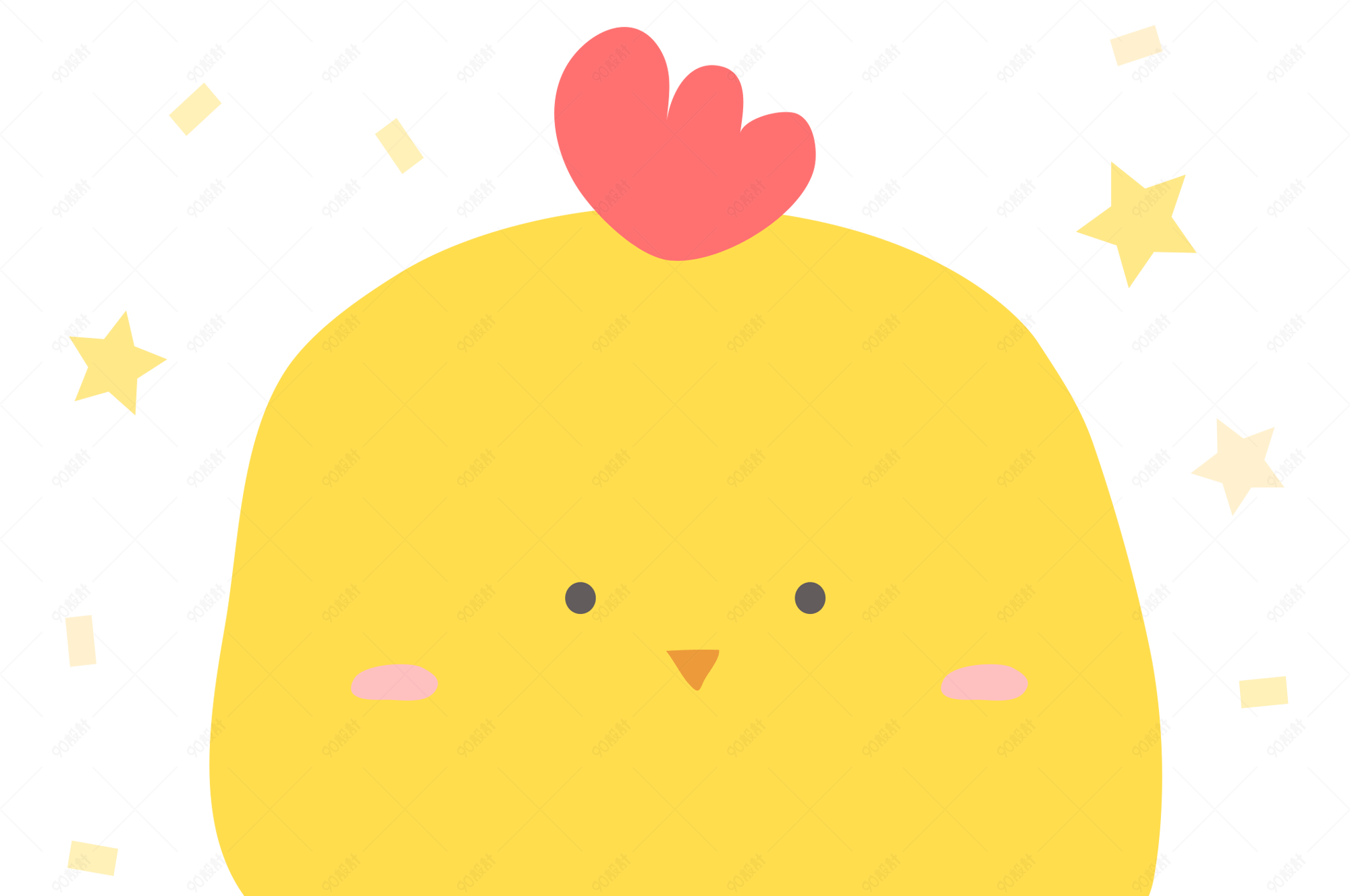 手绘可爱呆萌小鸡半身像