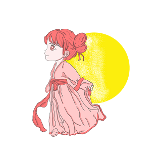 手绘卡通q版嫦娥中秋奔月