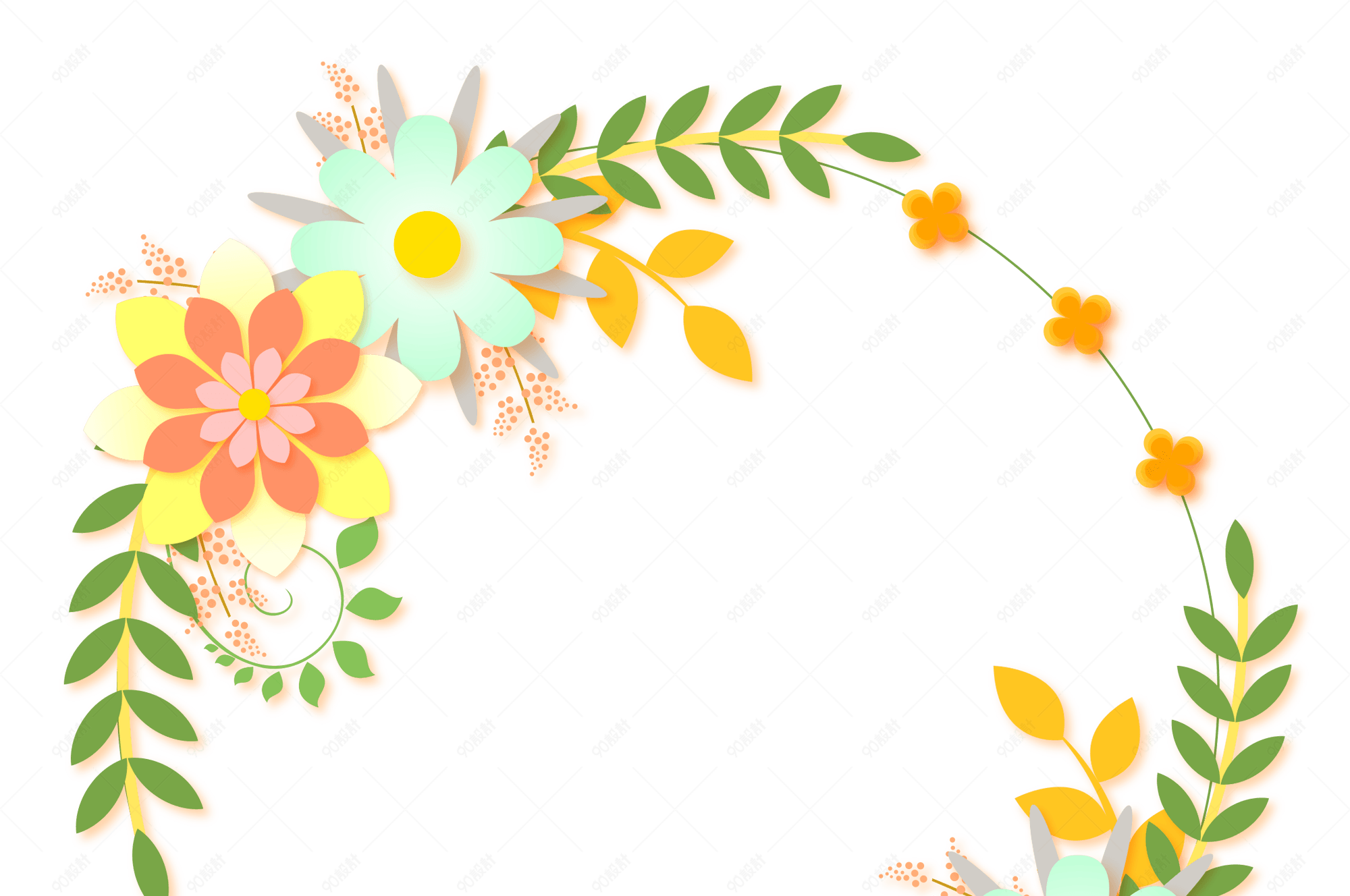 暖色系花环免抠图