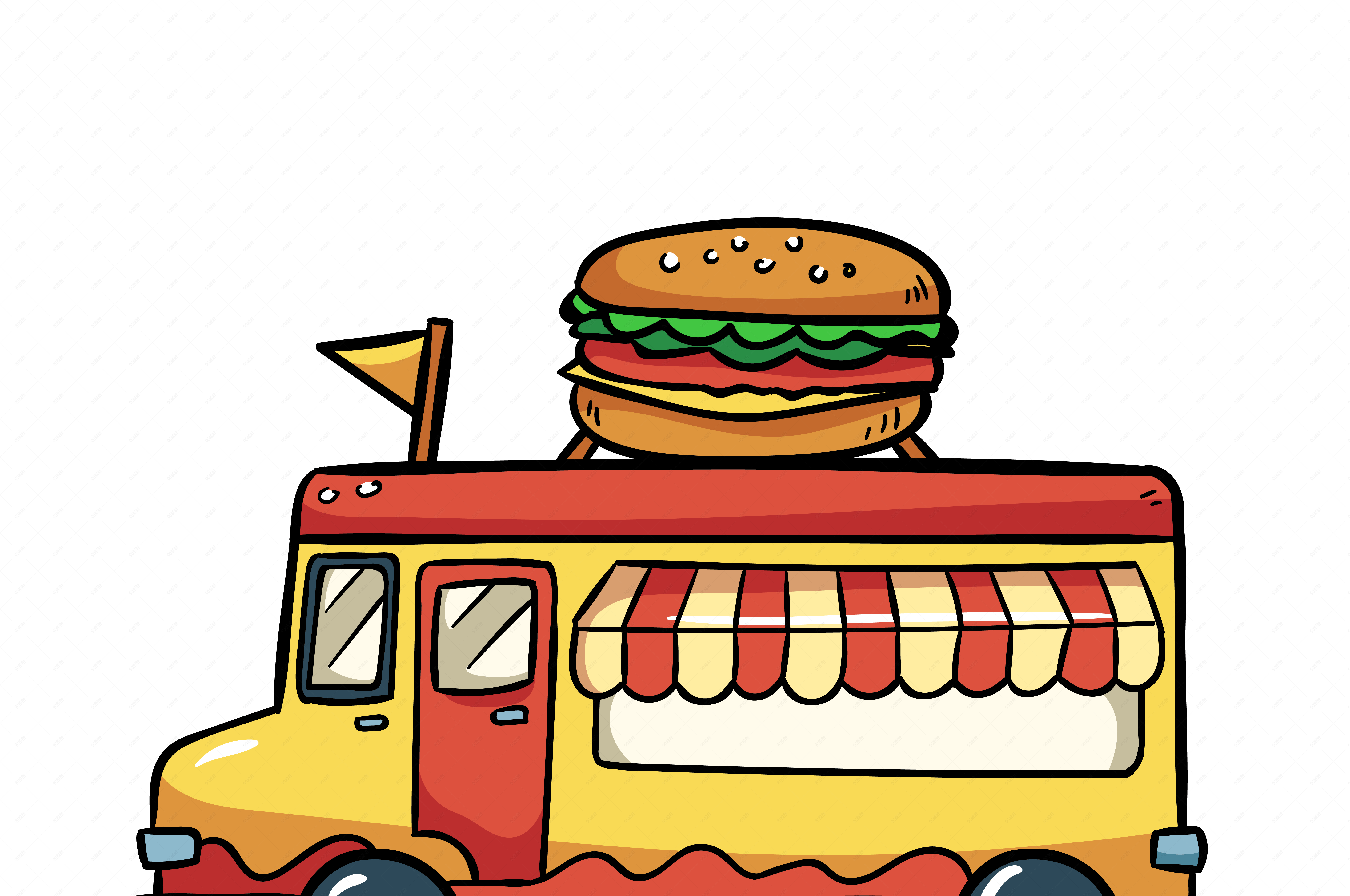 创意卡通快餐车png