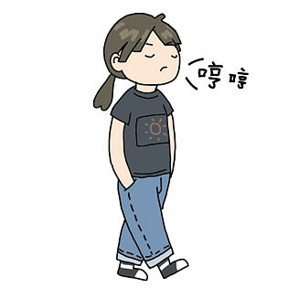 开学季女生哼哼表情包插画