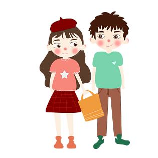 七夕情人节现代情侣卡通插画