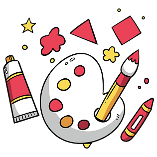 手绘开学学生绘画美术装饰免扣素材pngpsd2000*2000绘画设计画画免扣