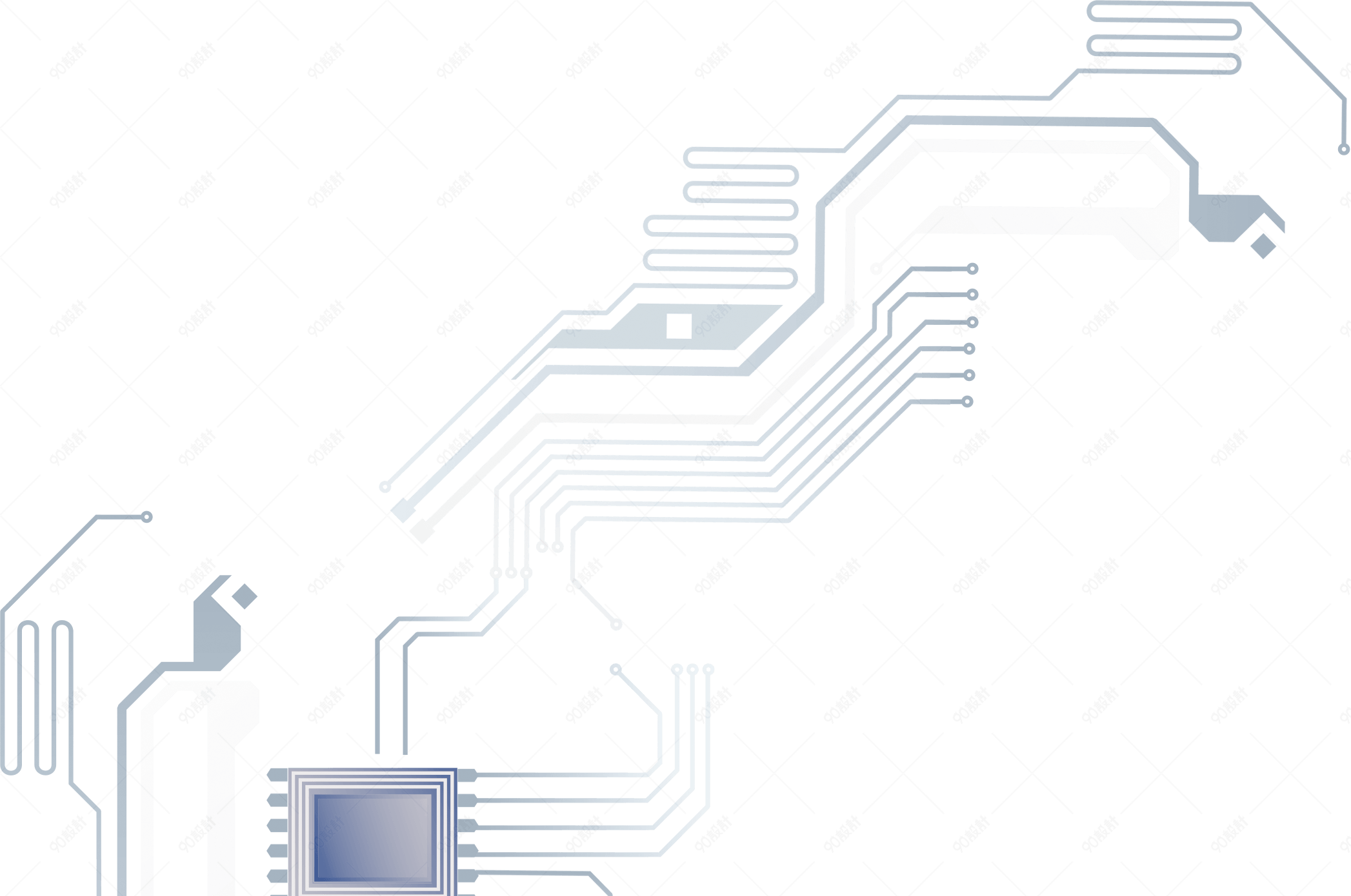 蓝灰色电子科技电路图案【免抠元素png】-90设计网