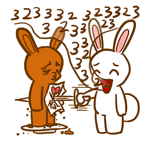 中秋表情三心二意小兔子插画