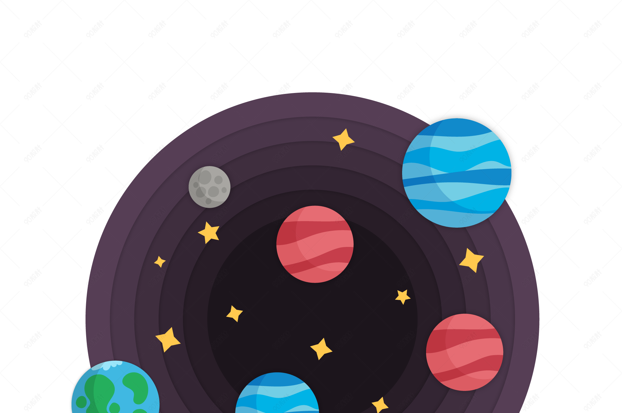 宇宙银河系黑洞星球装饰插画