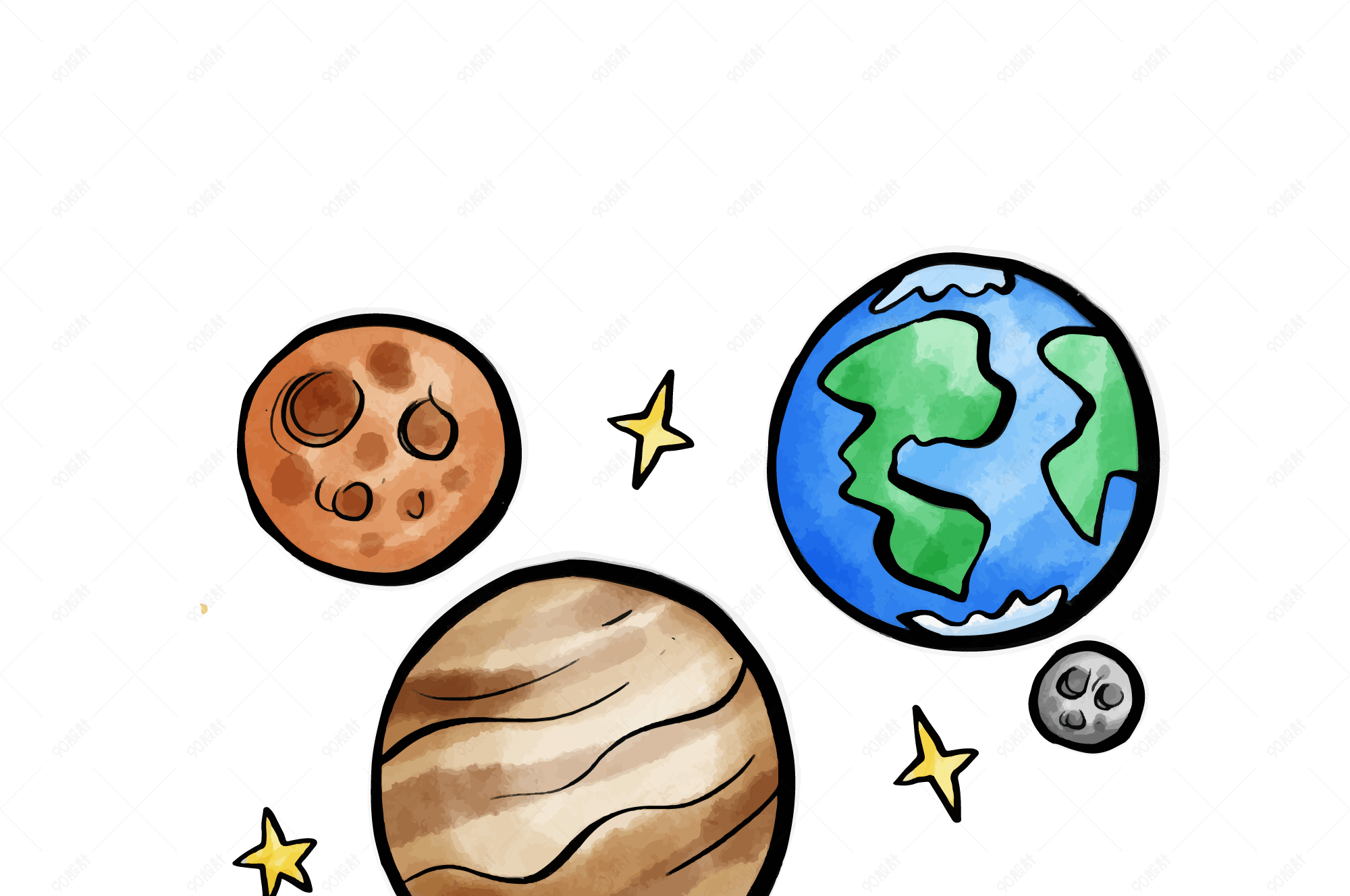 宇宙星球手绘装饰插画