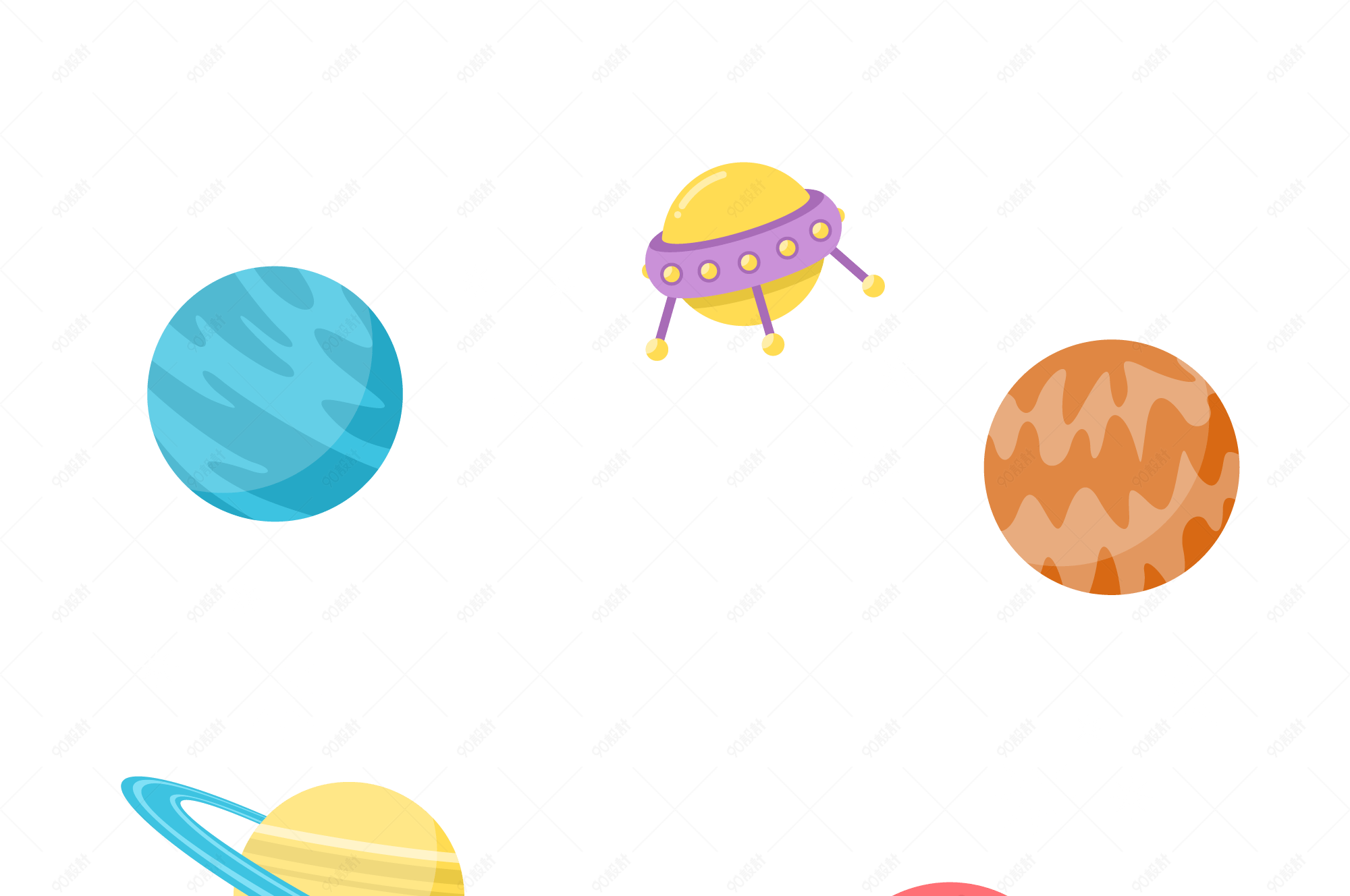 卡通彩色宇宙星球插画