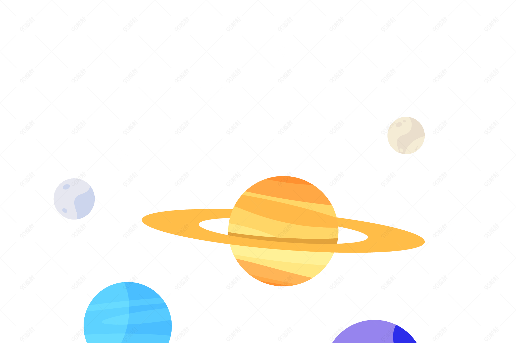 矢量卡通宇宙星球装饰免扣素材