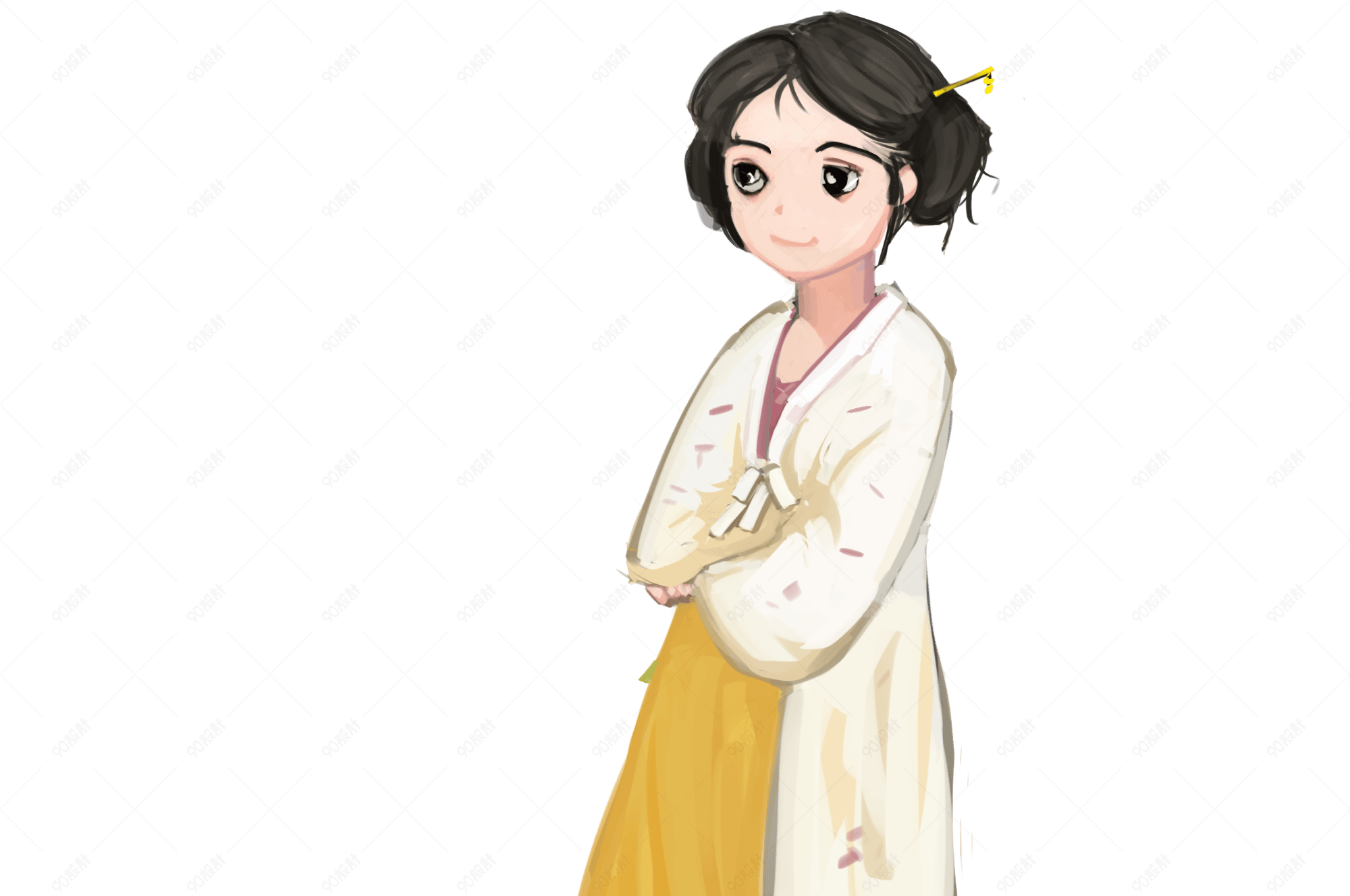 中国风古装女生矢量插画png