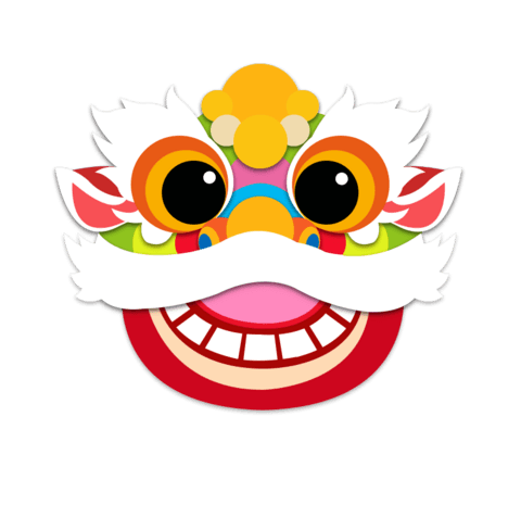 pngpsd2000*2000中国风国潮舞狮狮子头卡通装饰元素pngpsd2000*2000