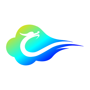 国庆节中国龙logo祥云渐变色云中龙矢量