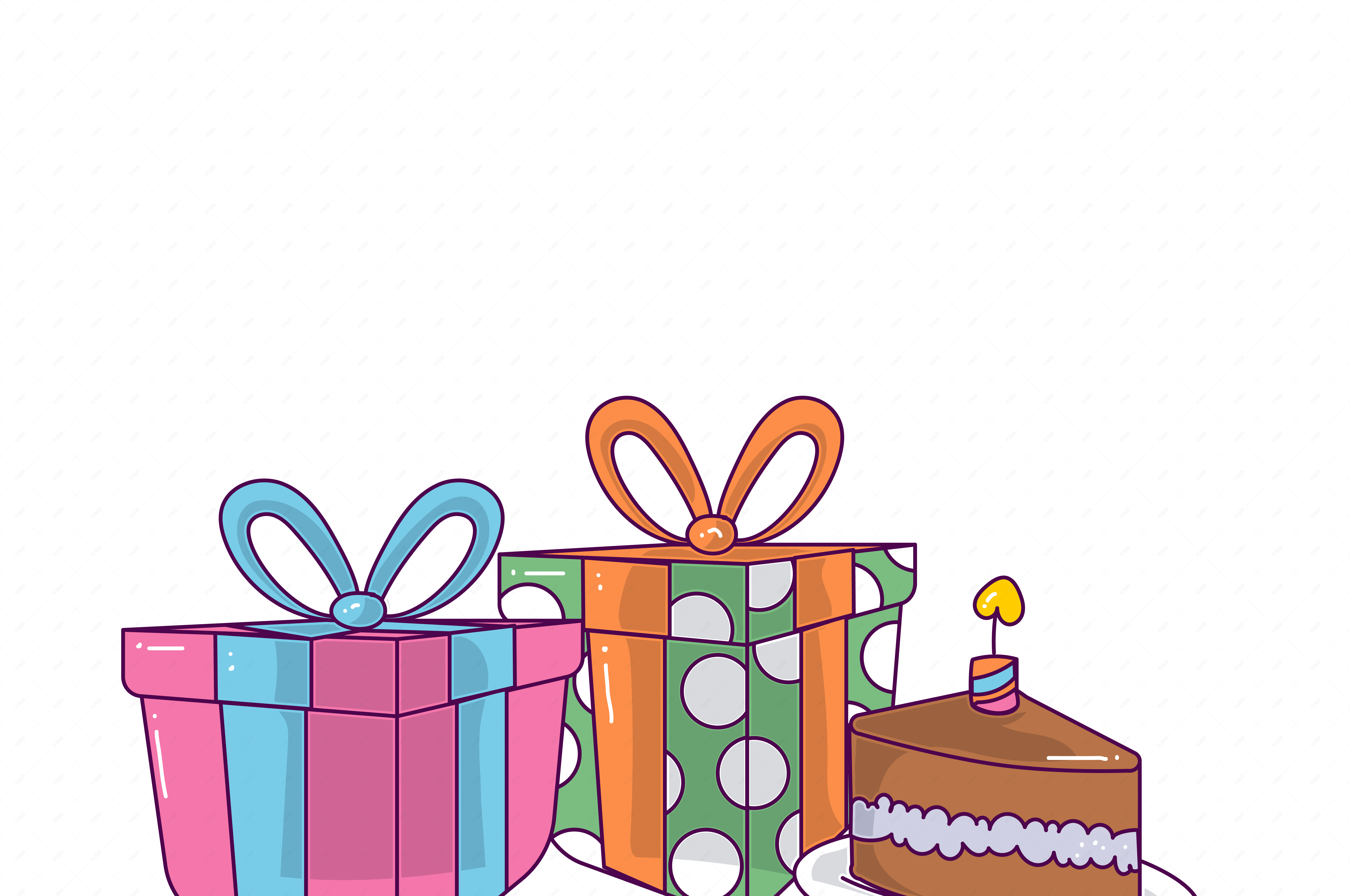 卡通礼品礼物盒和蛋糕png