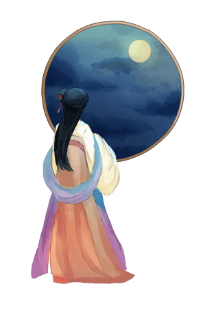 中秋节动漫古风思乡女子