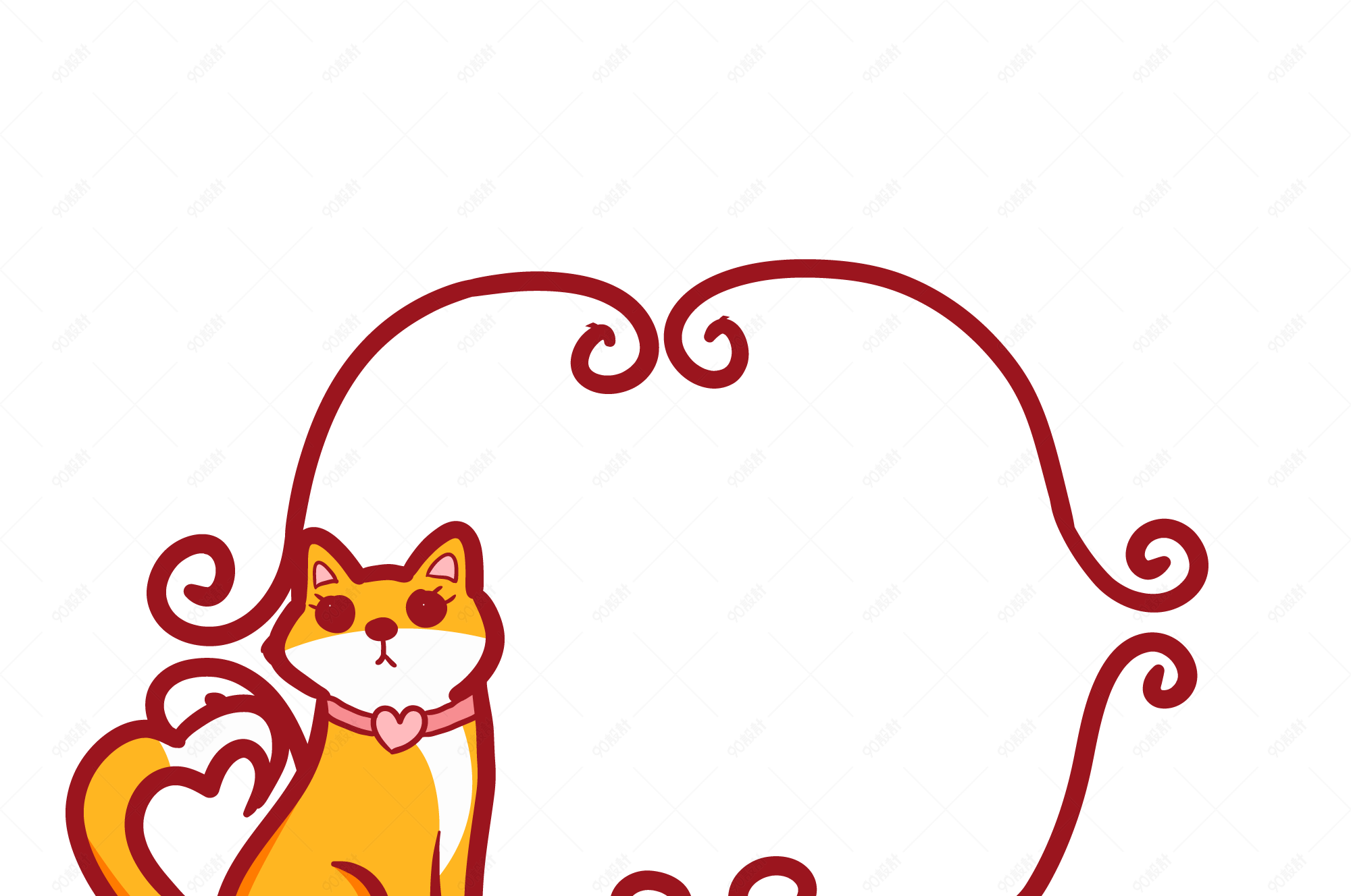 卡通可爱猫咪标题装饰素材【免抠元素png】-90设计网