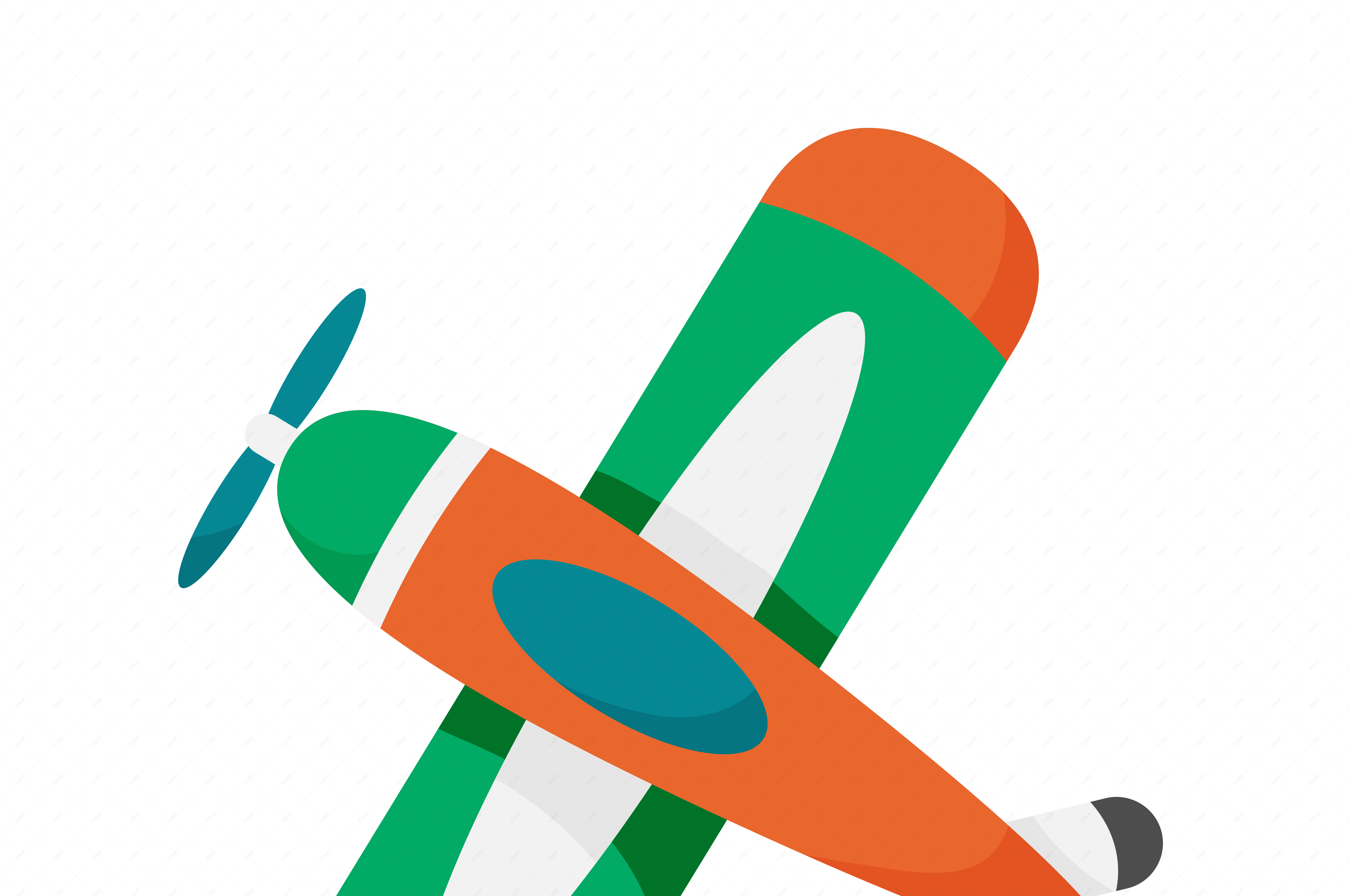 卡通创意飞机俯视图png