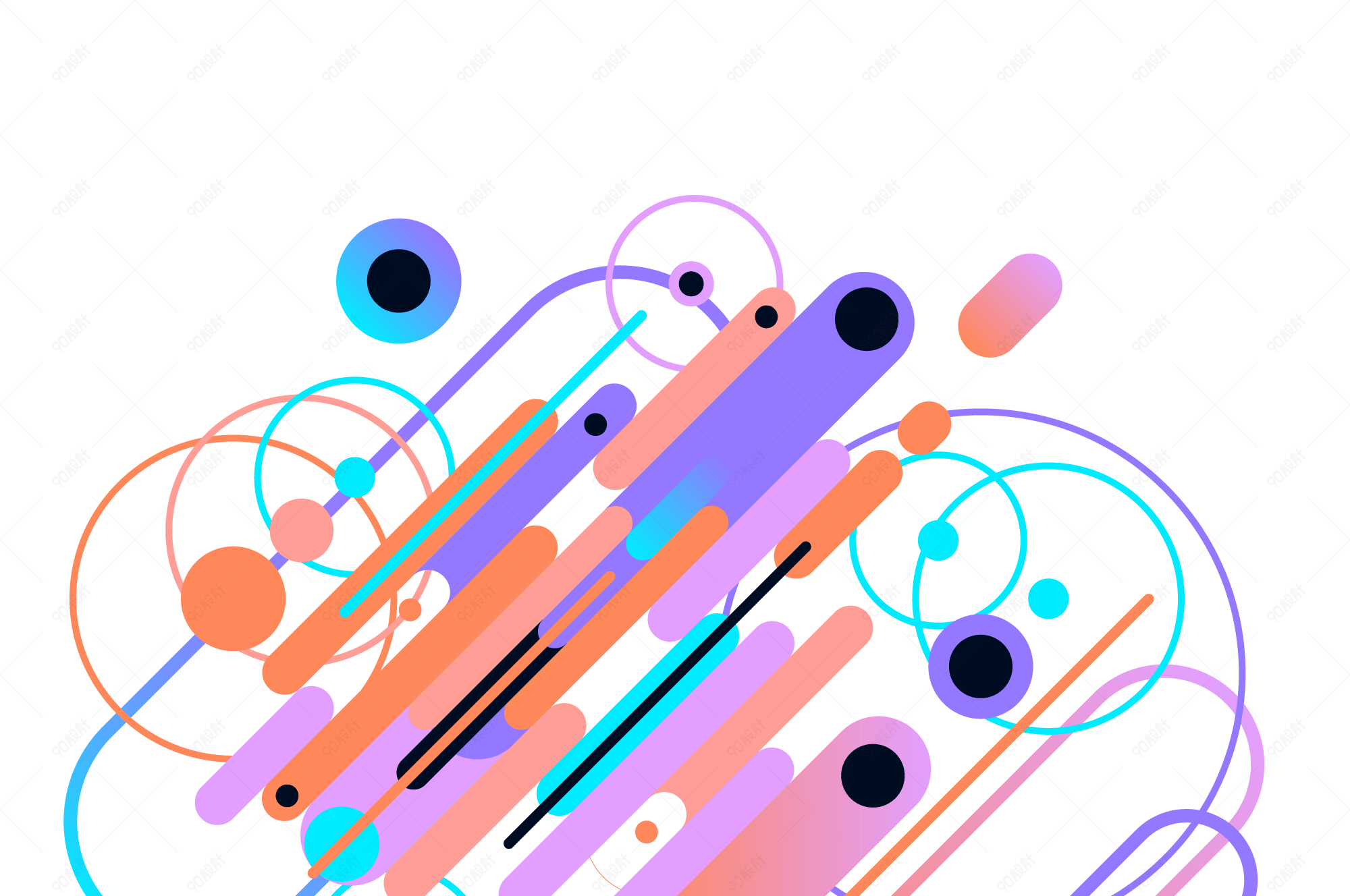 炫酷卡通圆形免扣装饰素材