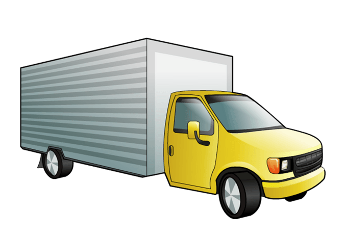 黄色带货箱大卡车卡通手绘