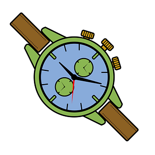 猕猴桃色绿色手绘卡通手表图案